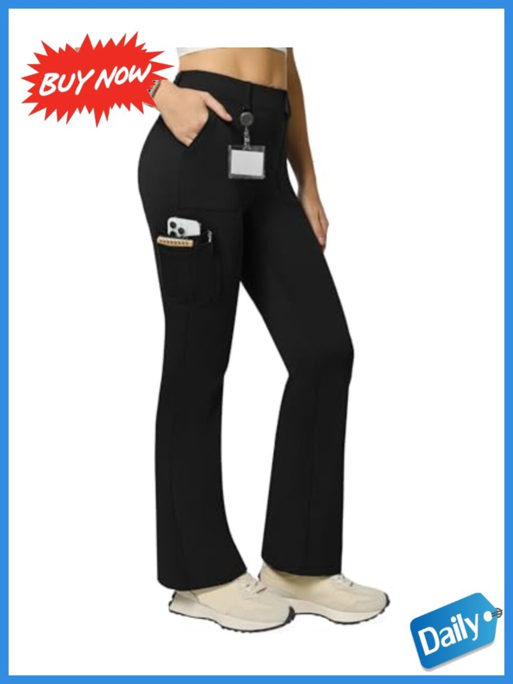 Women's High Waist Flare Yoga Pants 6 Pockets Bootcut Work Leggings